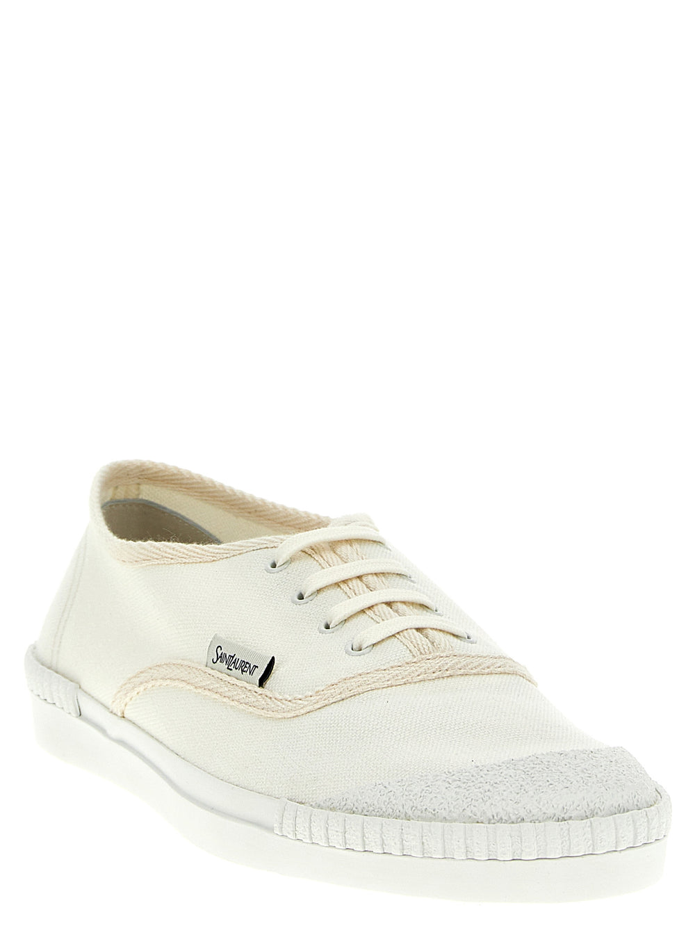 Saint Laurent Cotton Canvas Low-Top Sneakers in White