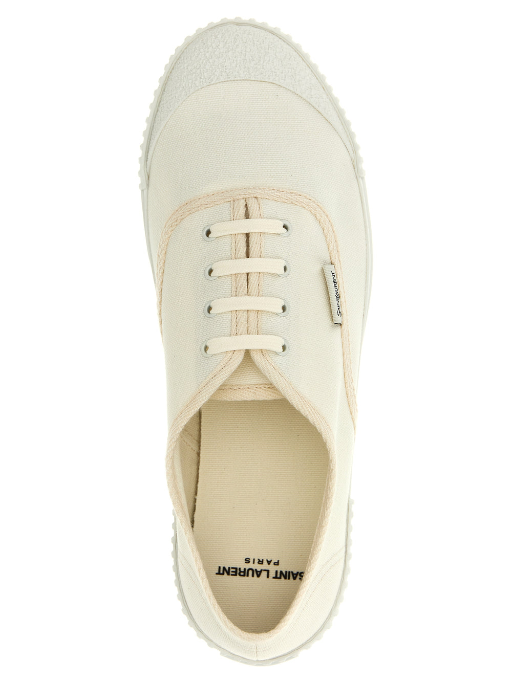 Saint Laurent Cotton Canvas Low-Top Sneakers in White