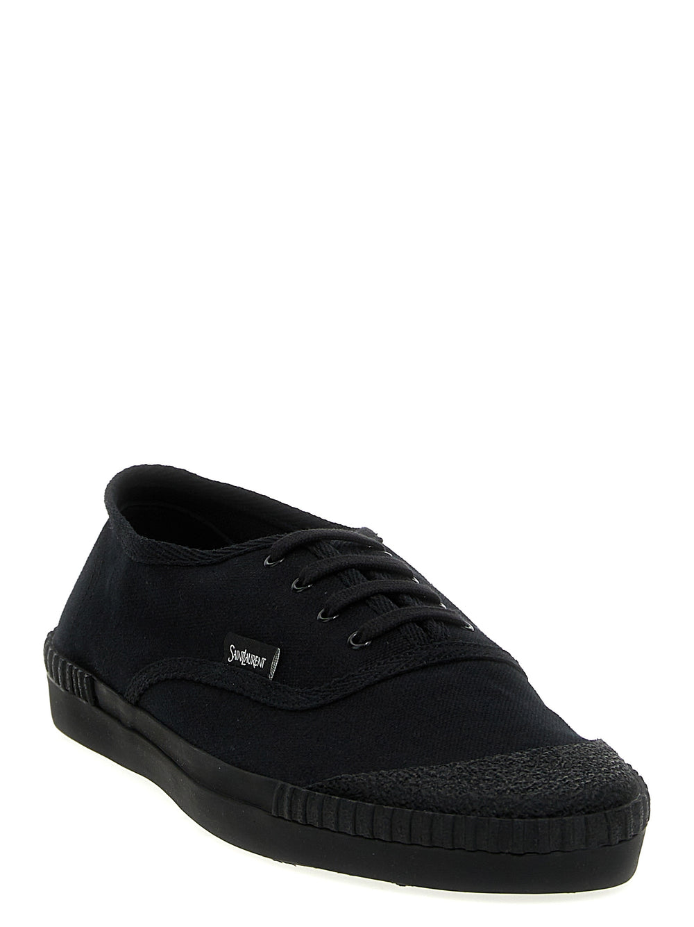 Saint Laurent 'Wes' Cotton Low-Top Sneakers in Black