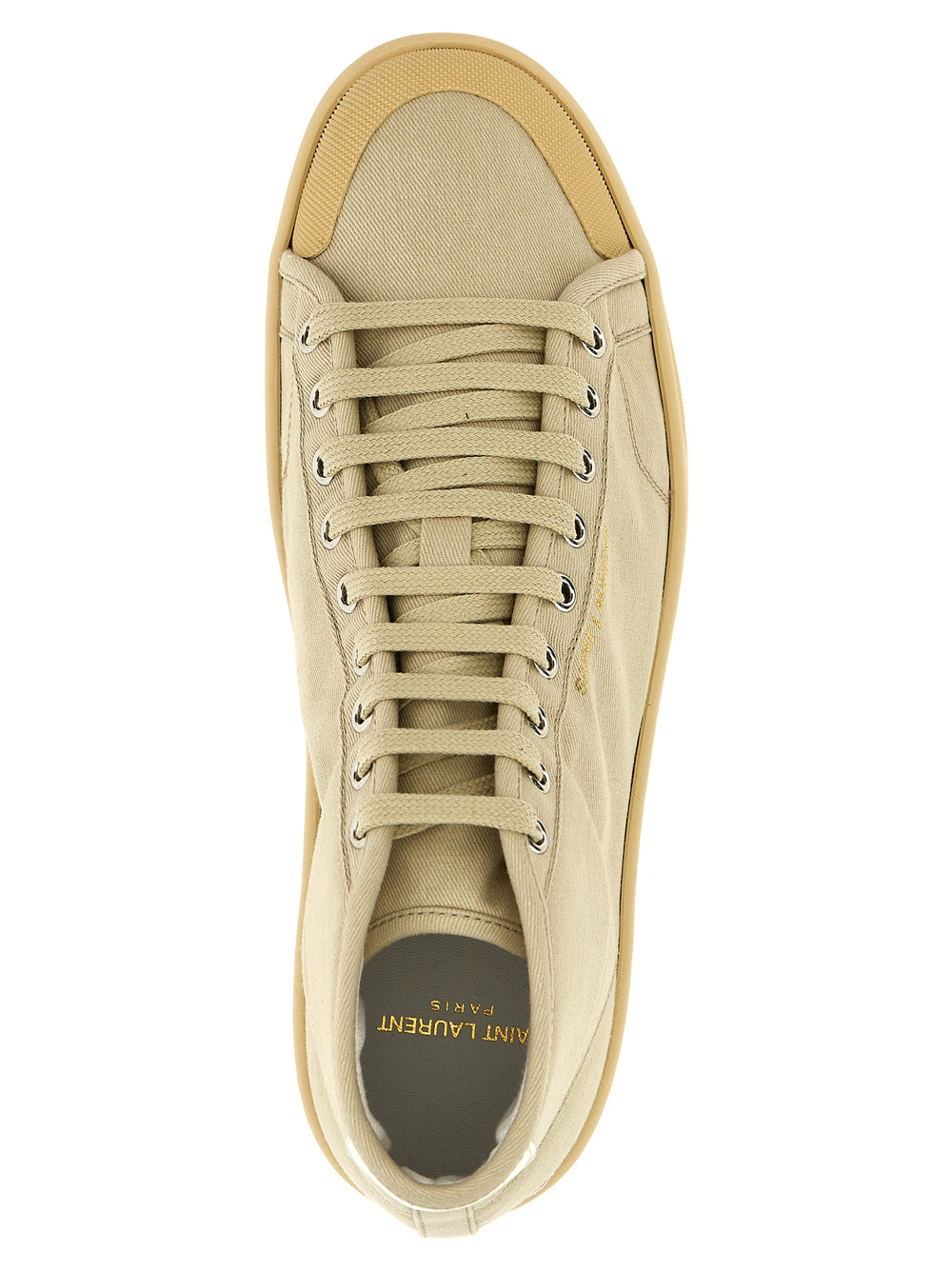 Saint Laurent Cotton High Top Sneakers in Beige