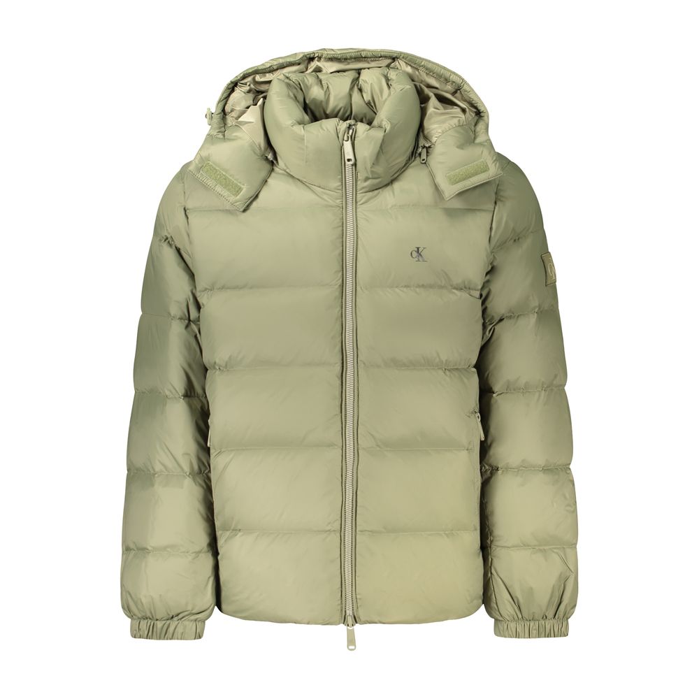 Green Nylon Full-Length Jacket