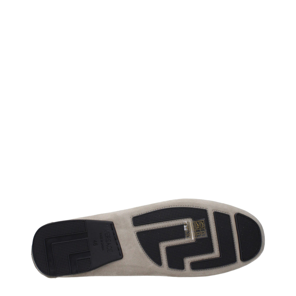 Versace Suede Slip-On Loafers in Grey