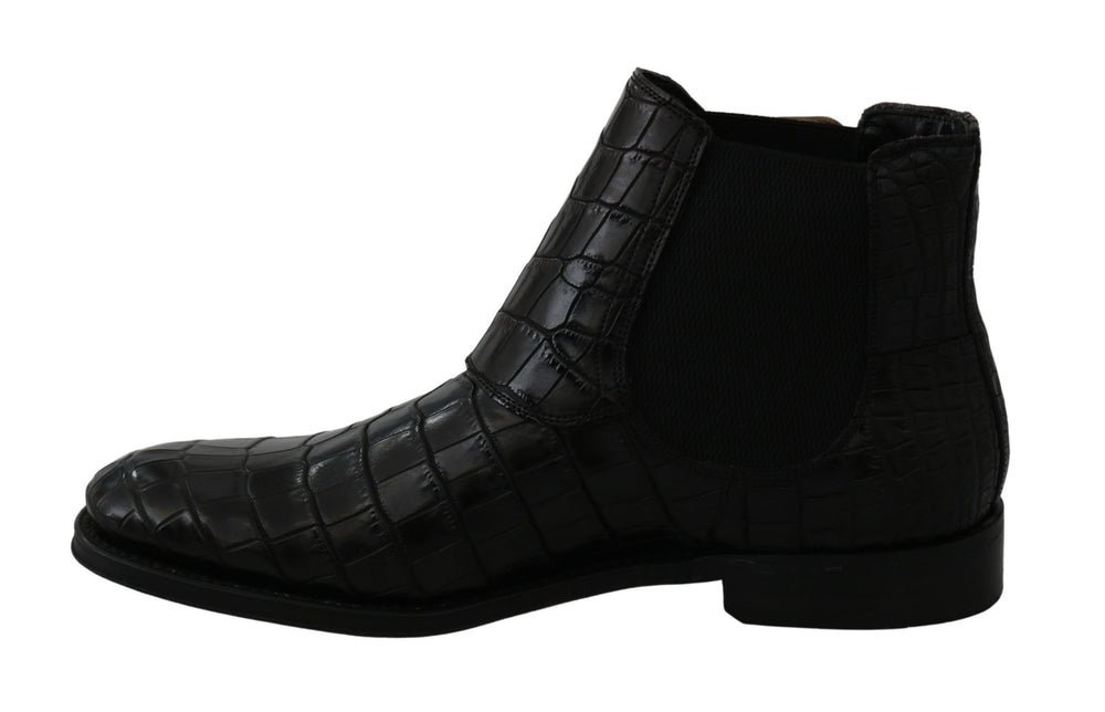 Dolce & Gabbana Crocodile Leather Derby Boots in Black