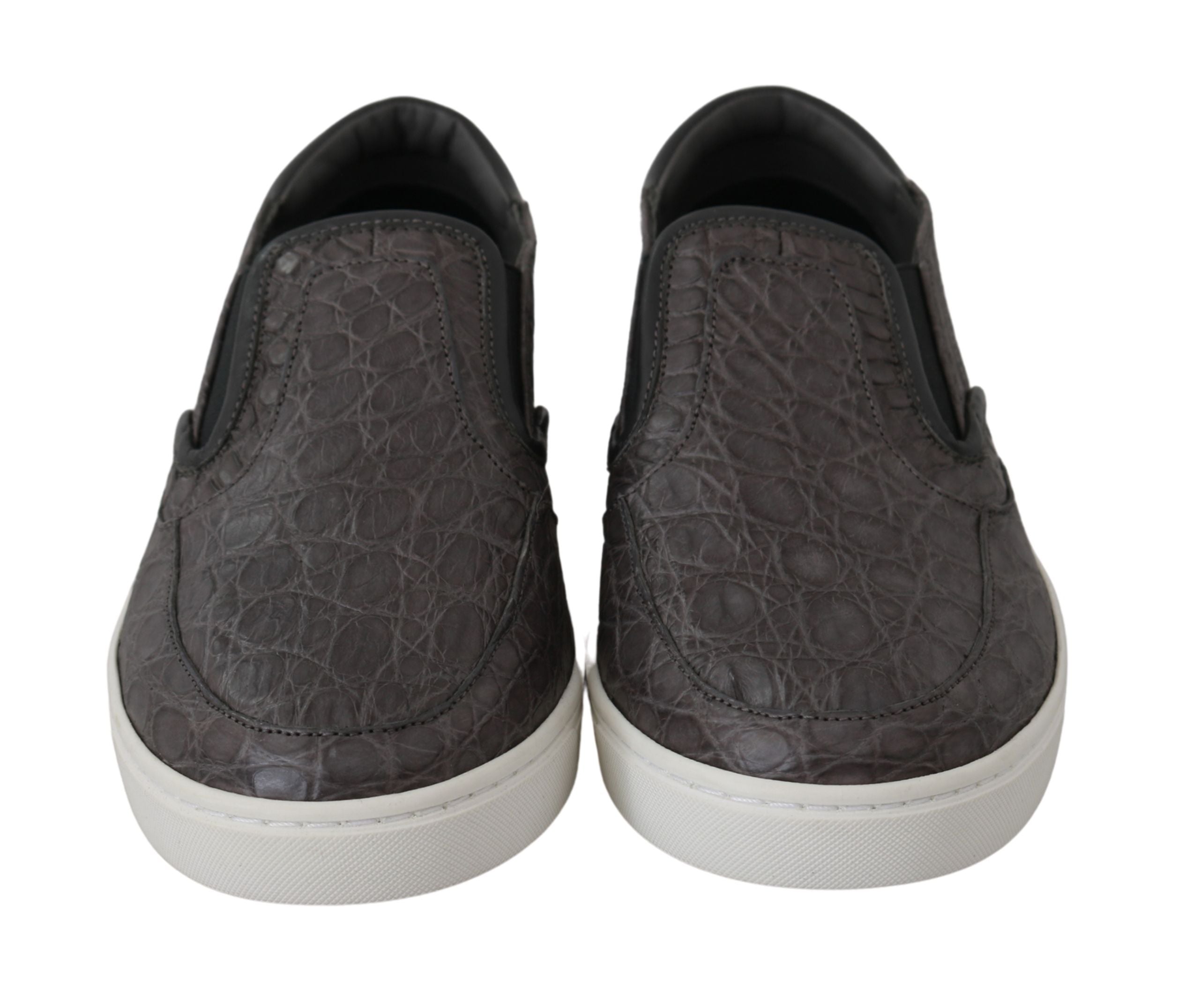 Gray Leather Flat Caiman Mens Loafers Shoes mens luxury fashion - Mens Edit