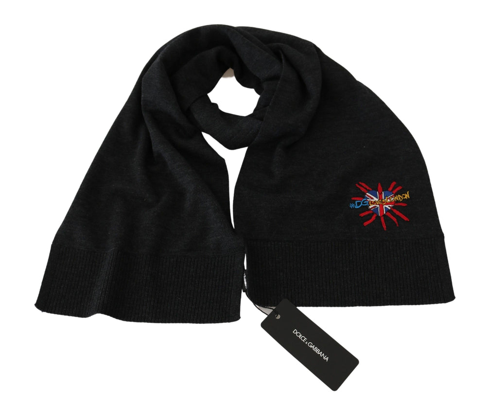 Dolce & Gabbana 100% Virgin Wool Wrap Scarf in Grey