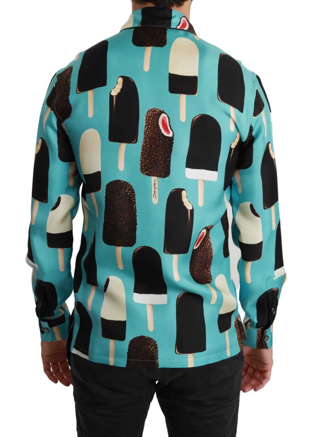 Blue Silk Ice Cream Print Casual Shirt mens luxury fashion - Mens Edit