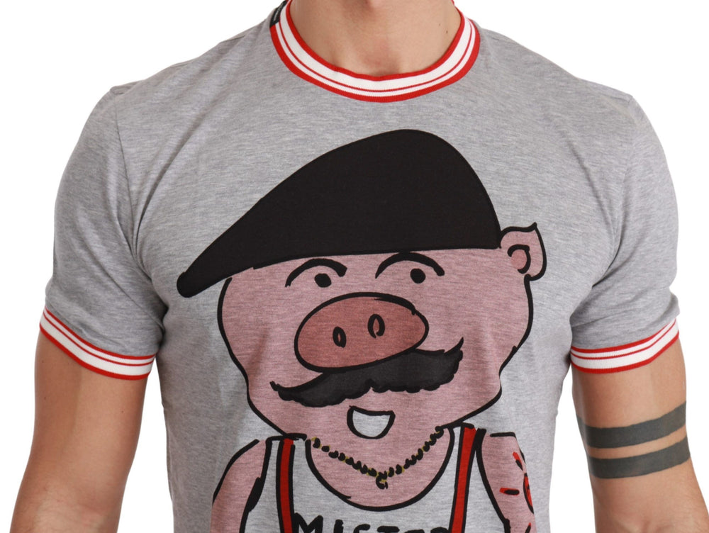 Dolce & Gabbana 100% Cotton Year of the Pig T-shirt in Grey