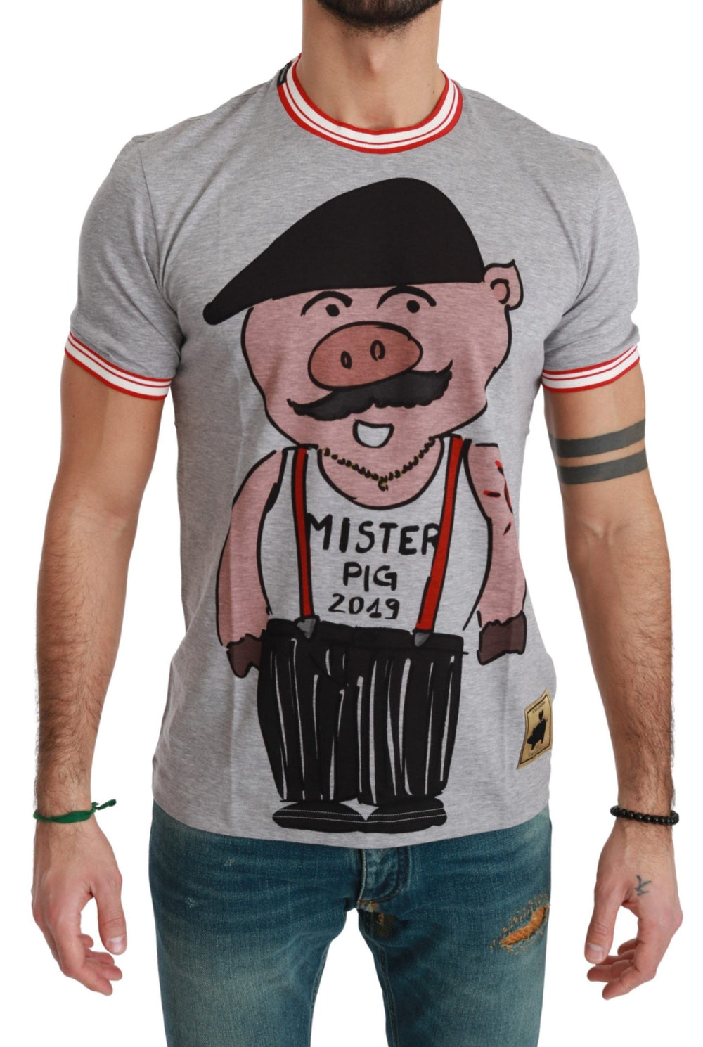 Dolce & Gabbana 100% Cotton Year of the Pig T-shirt in Grey
