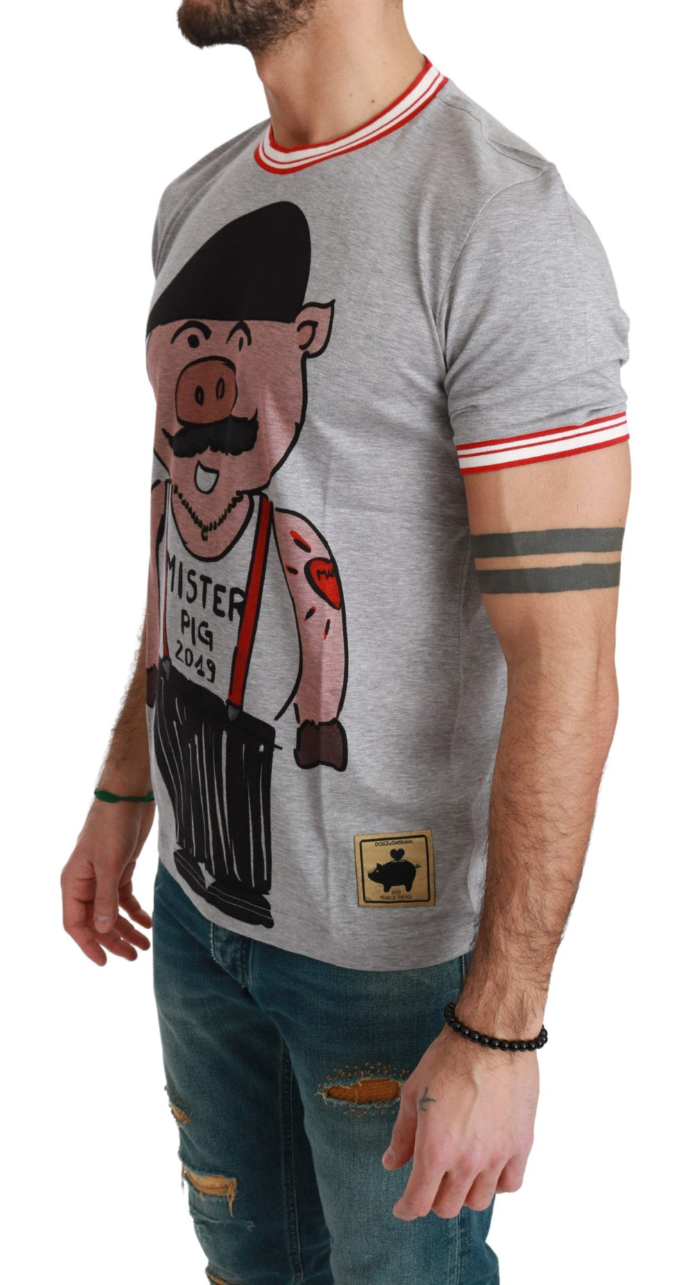 Dolce & Gabbana 100% Cotton Year of the Pig T-shirt in Grey