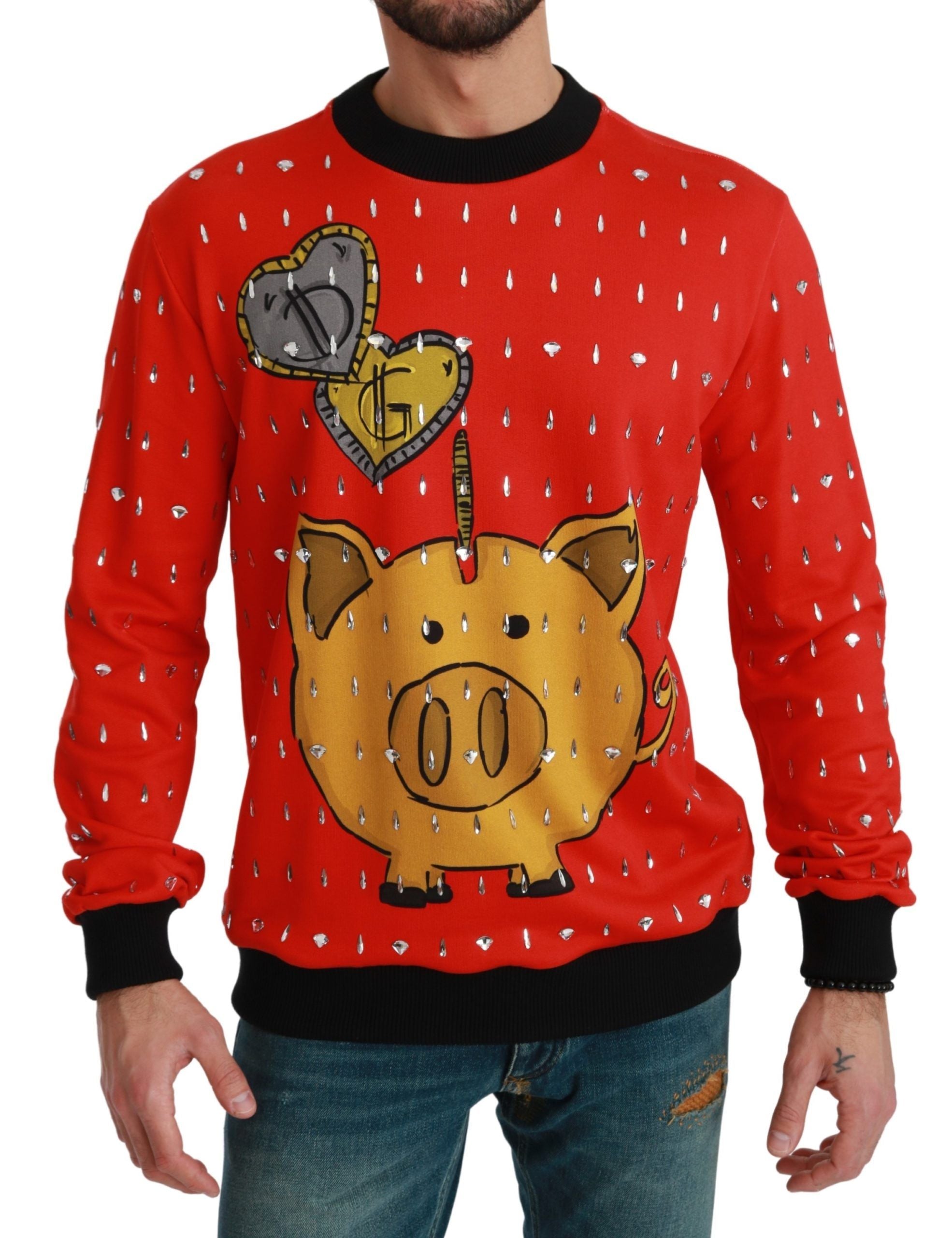 Red Crystal Pig of the Year Sweater mens luxury fashion - Mens Edit