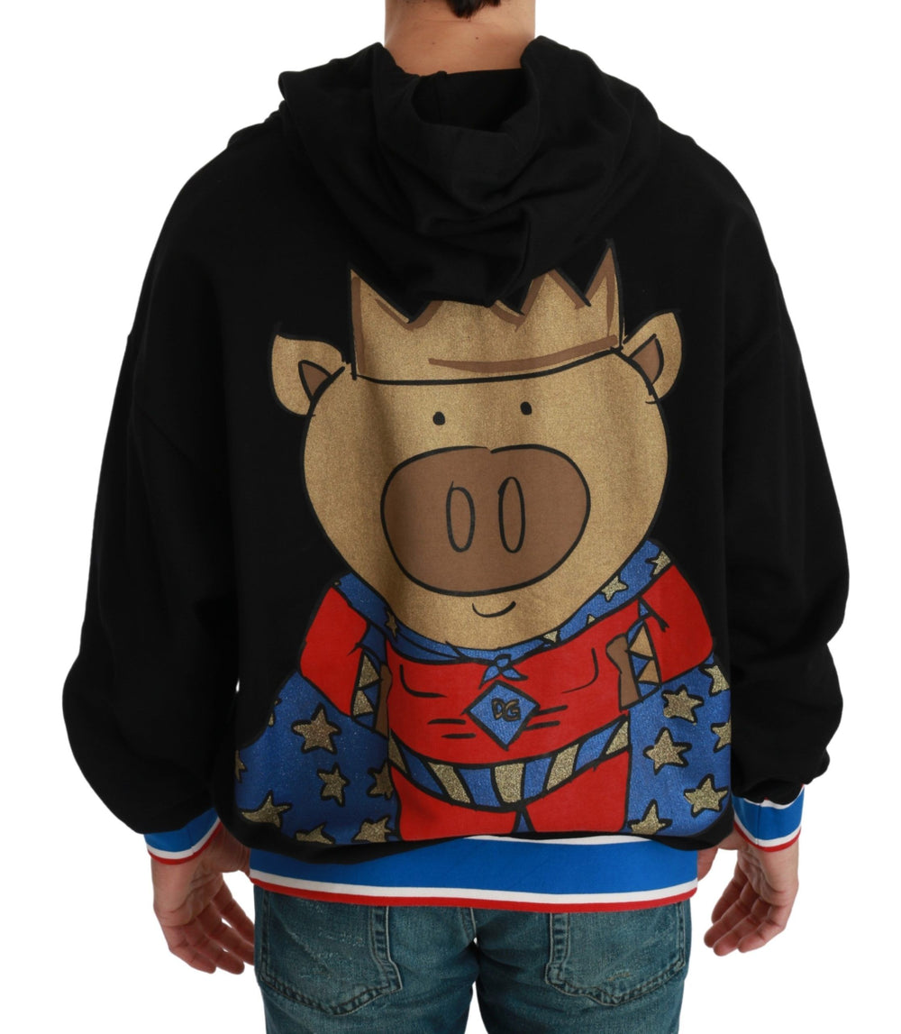Dolce & Gabbana 100% Cotton Hooded Sweater in Black