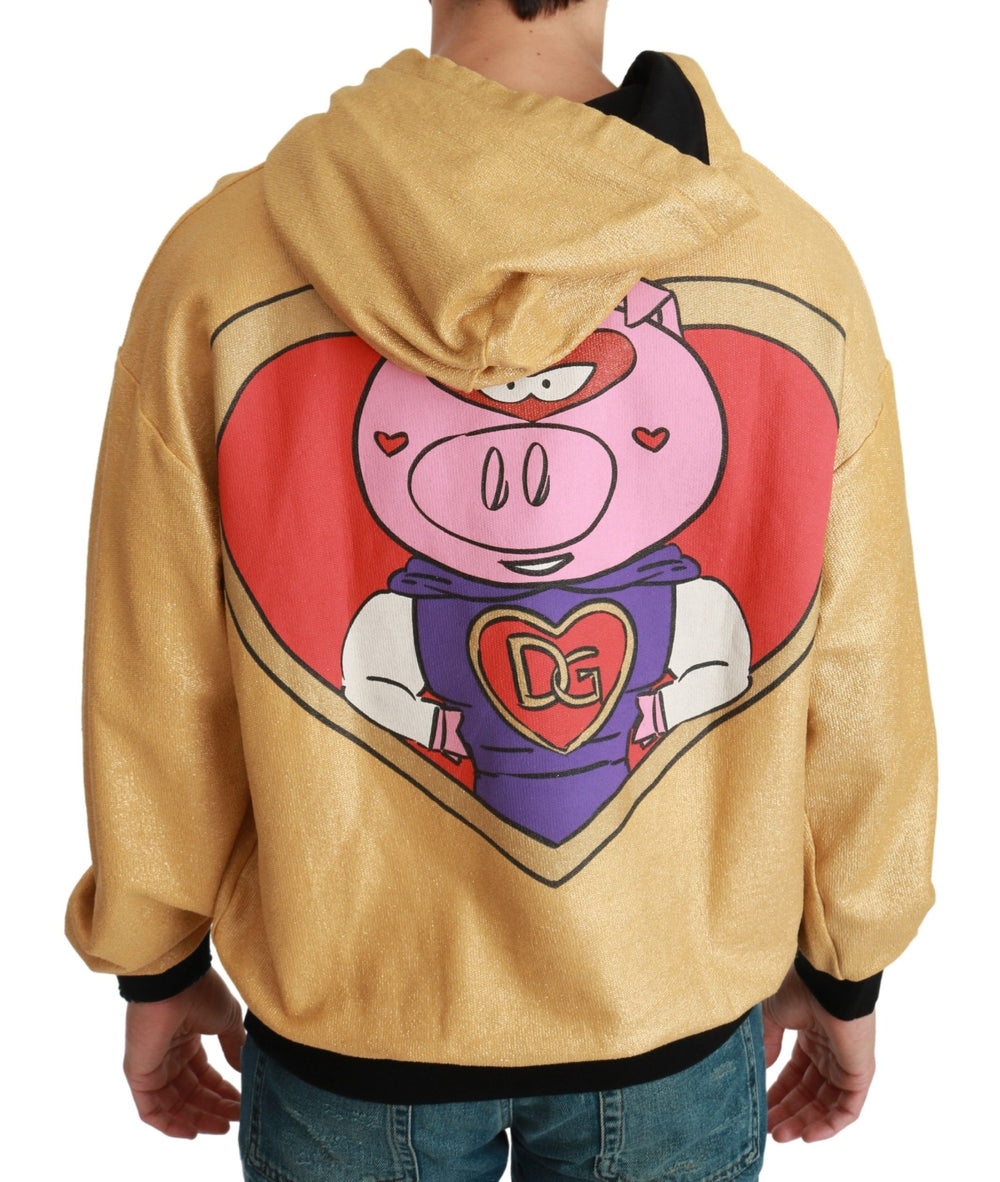 Dolce & Gabbana 100% Cotton Hooded Sweater in Gold