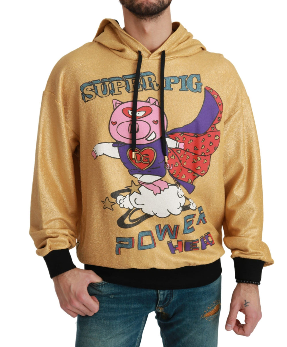 Dolce & Gabbana 100% Cotton Hooded Sweater in Gold