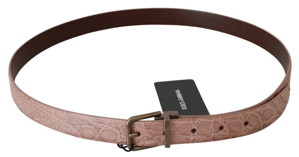 Dolce & Gabbana Exotic Skin Leather Belt in Beige