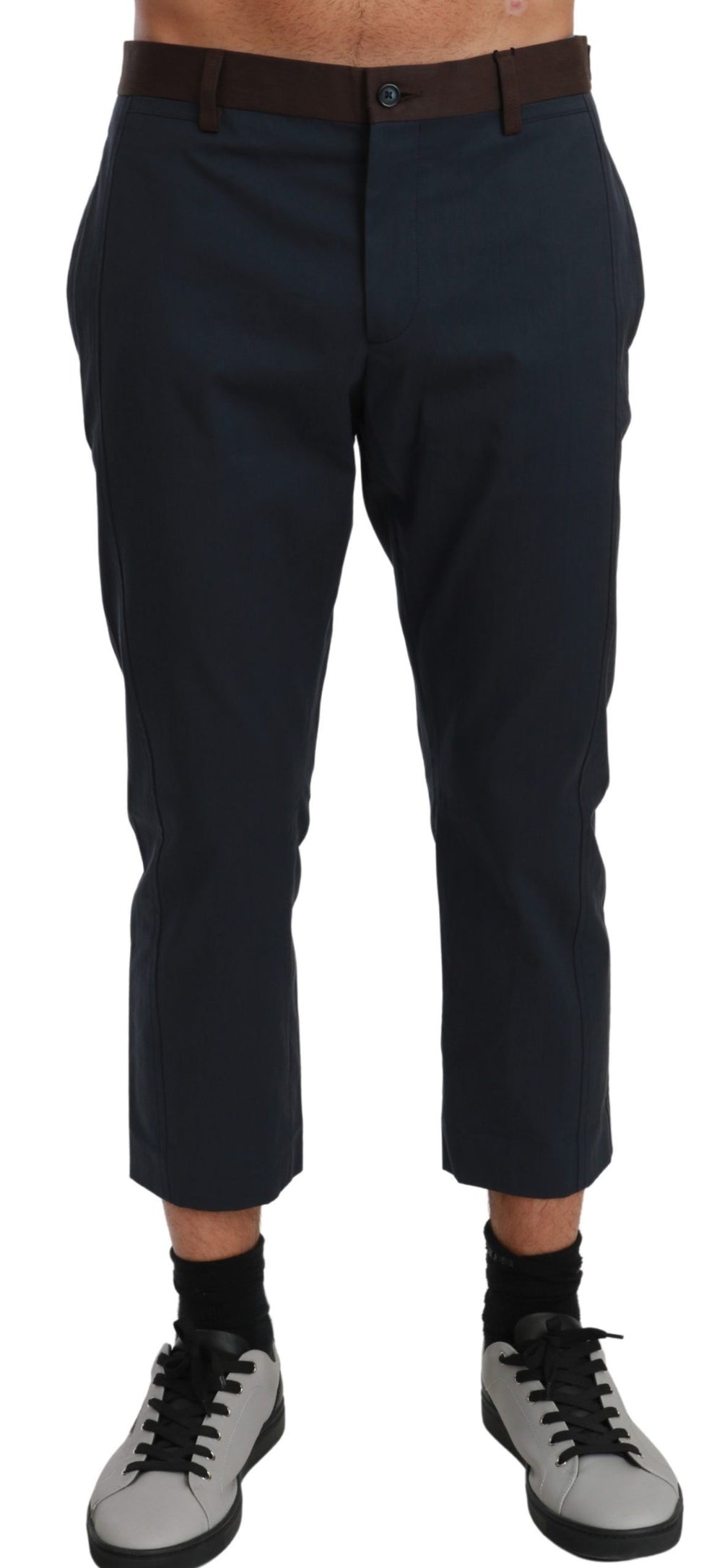 Dolce & Gabbana Striped Cropped Trousers in Brown
