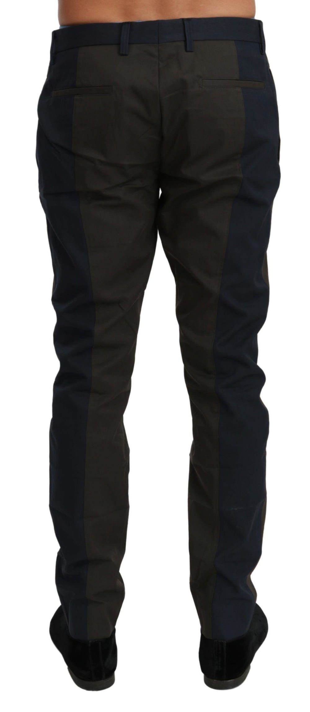 Dolce & Gabbana Striped Cotton Trousers in Blue Grey