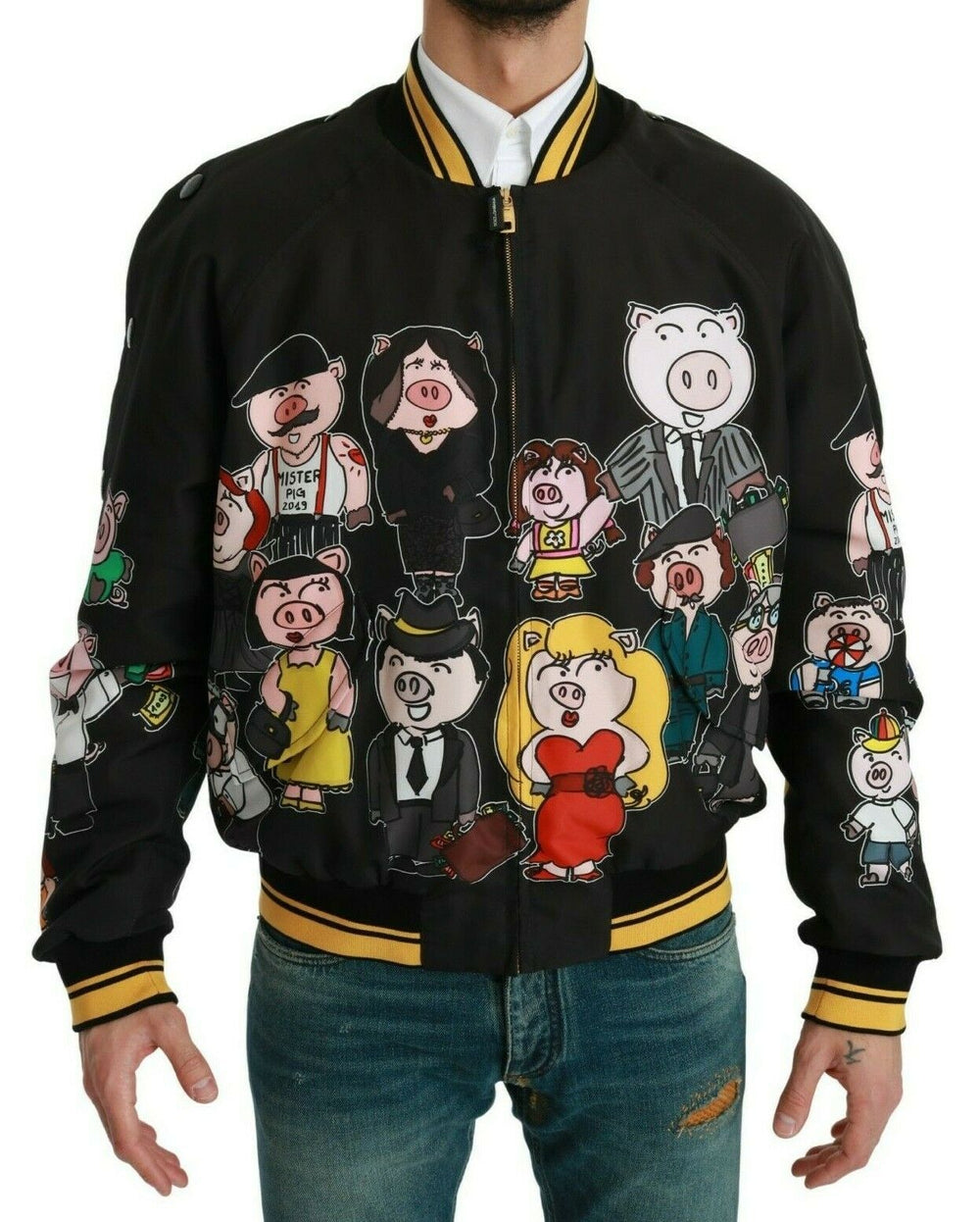 Black YEAR OF THE PIG Bomber Jacket mens luxury fashion - Mens Edit