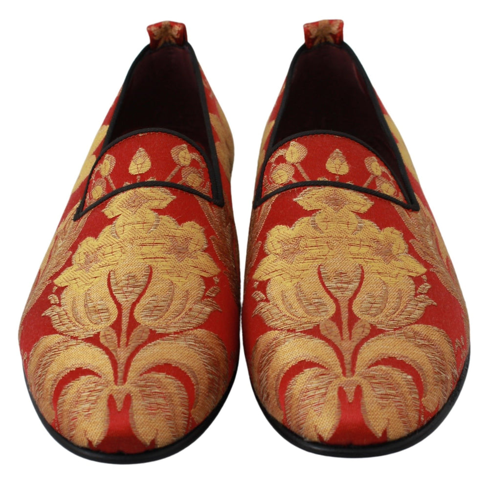 Dolce & Gabbana Brocade Slip-On Loafers in Red and Gold