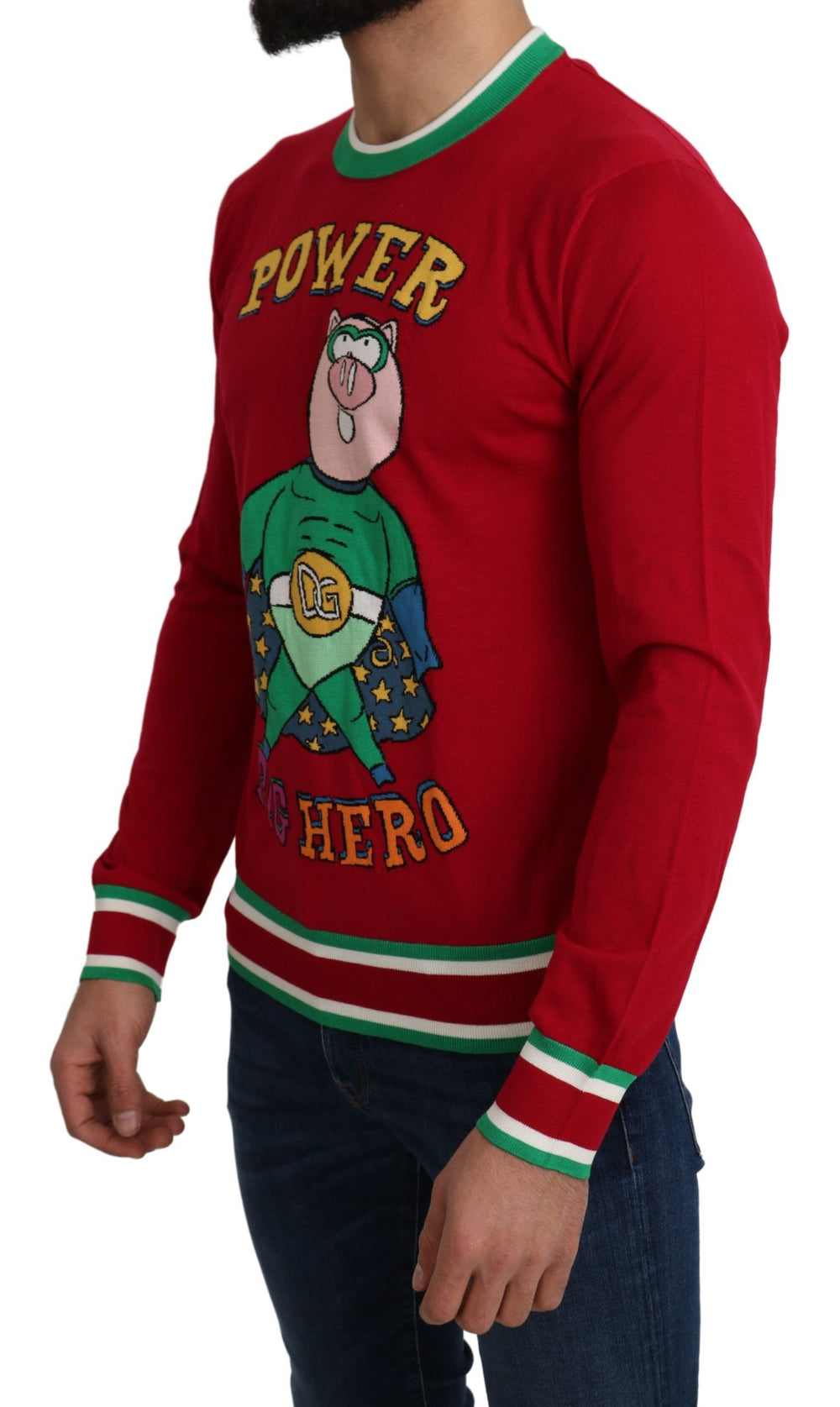 Red Wool Silk Pig of the Year Sweater mens luxury fashion - Mens Edit