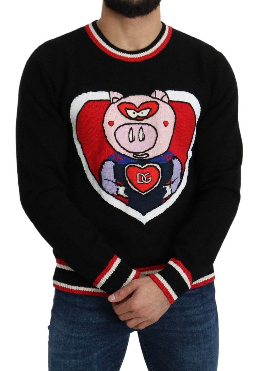 Dolce & Gabbana Cashmere Blend Crew Neck Sweater in Black