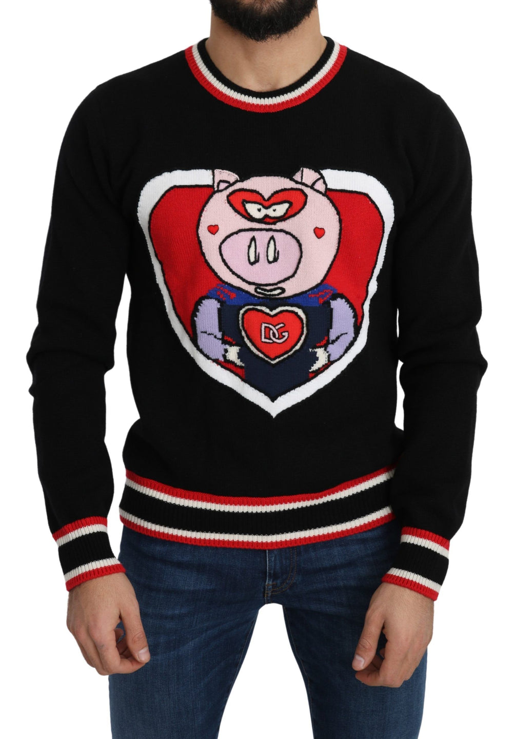Dolce & Gabbana Cashmere Blend Crew Neck Sweater in Black