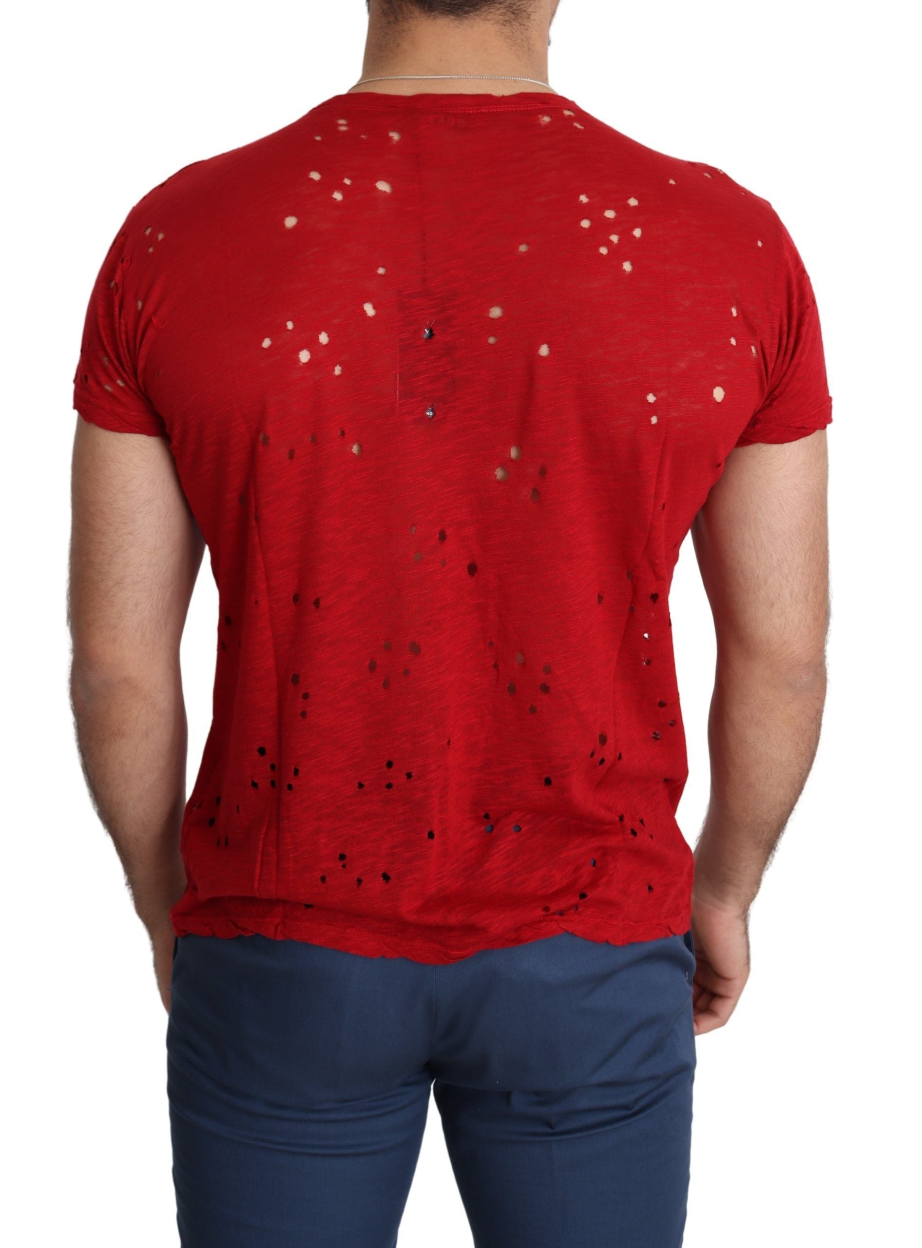 Guess Κόκκινο Βαμβακερό T-Shirt με Logo Print
