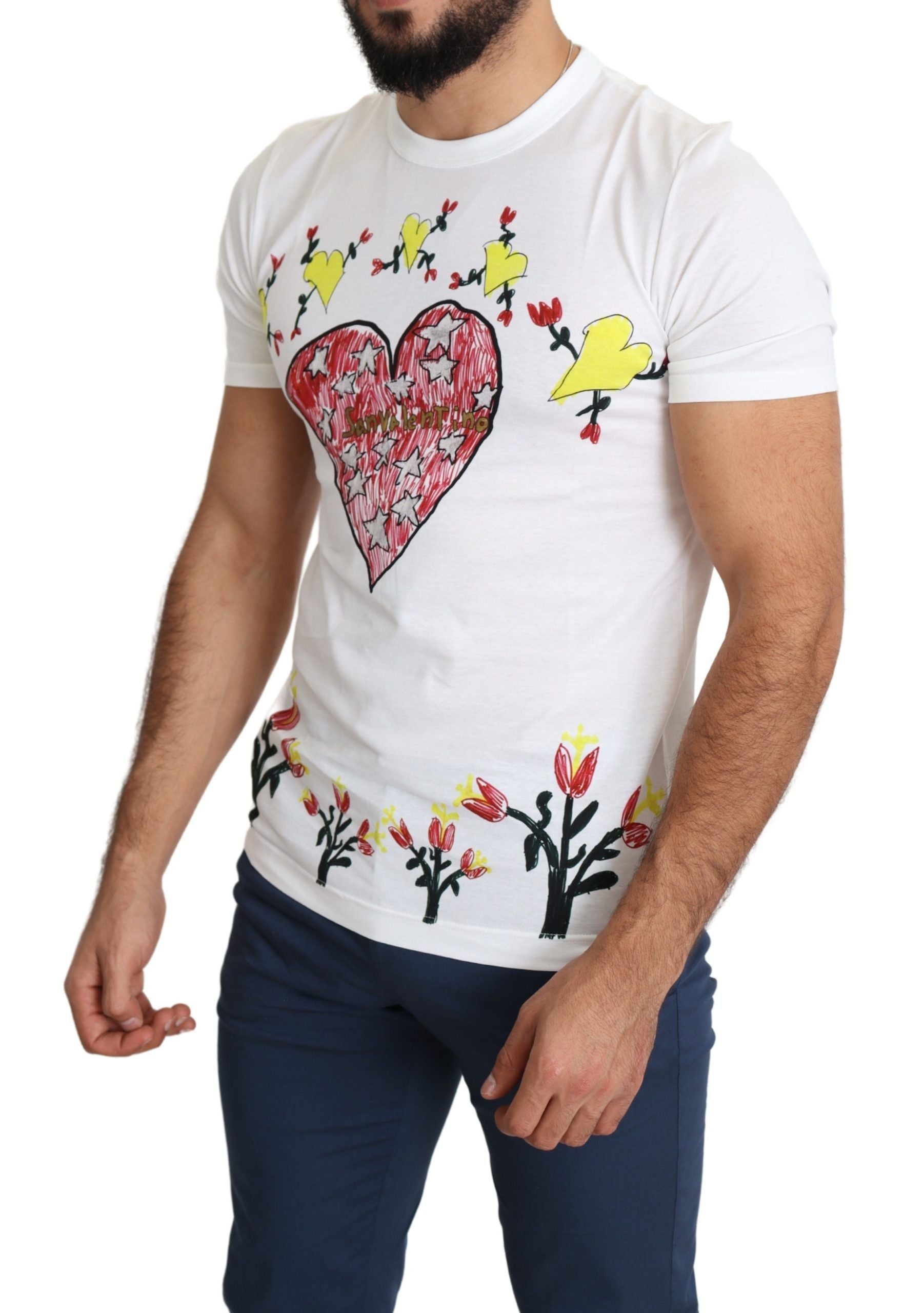Dolce & Gabbana T-shirt από 100% βαμβάκι με Saint Valentine Print σε Λευκό