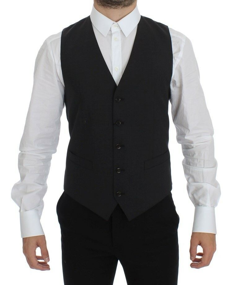 Gray Wool Stretch Dress Blazer Vest mens luxury fashion - Mens Edit