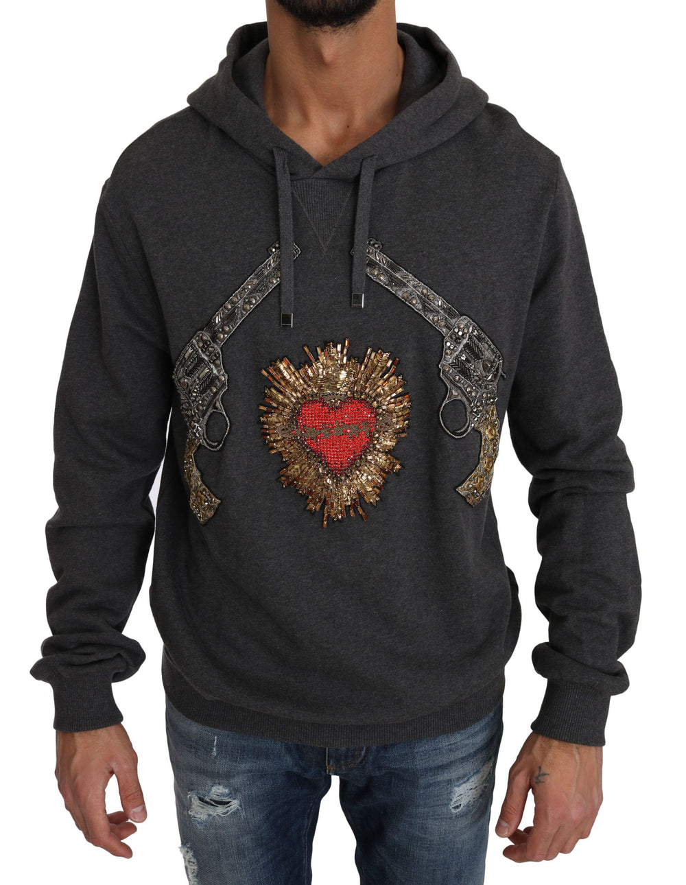 Dolce & Gabbana 100% Cotton Hooded Sweater in Gray