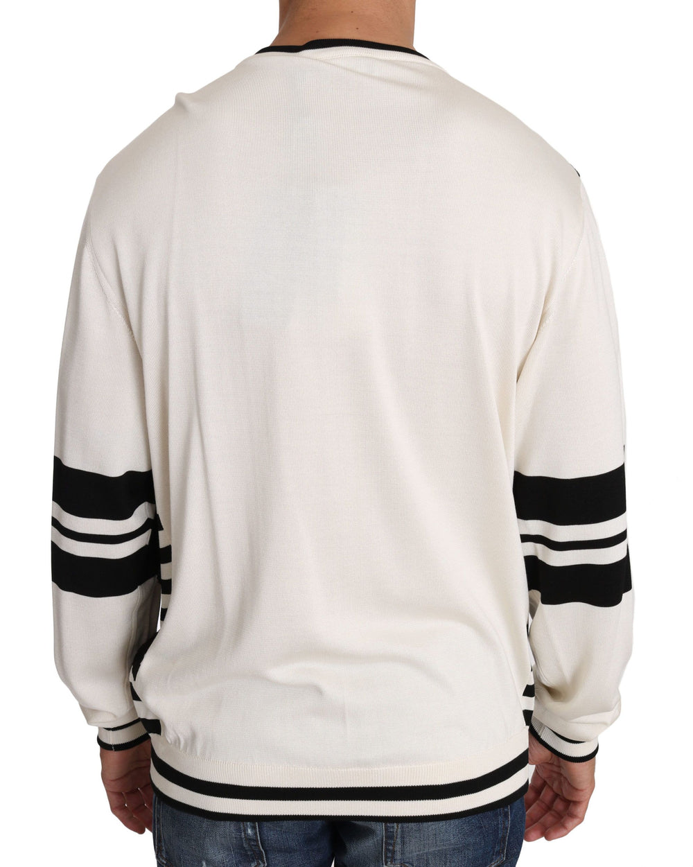 Dolce & Gabbana Silk Jazz Sequined Guitar Pullover in White