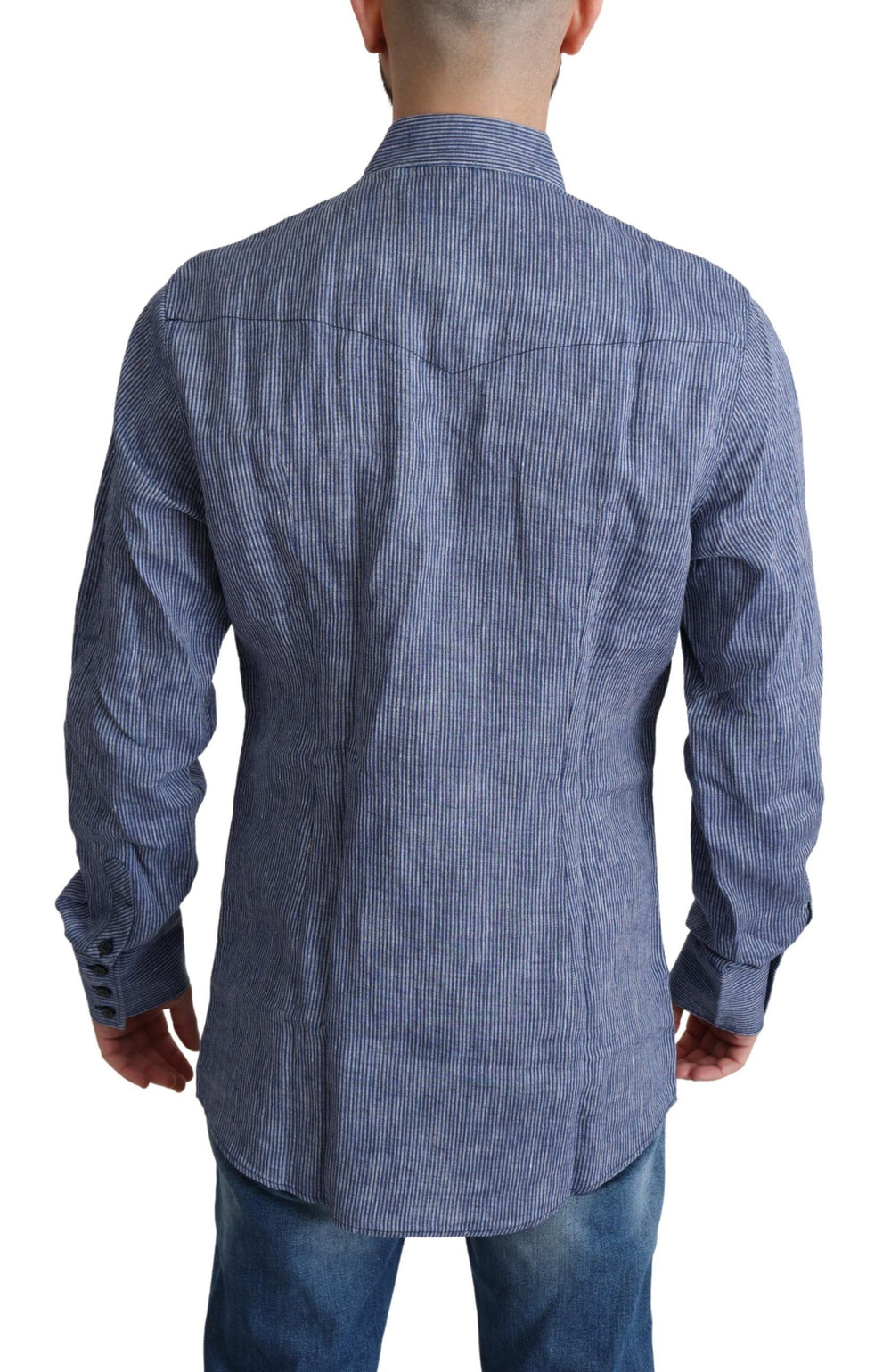 Dolce & Gabbana 100% Linen Shirt in Blue Stripe