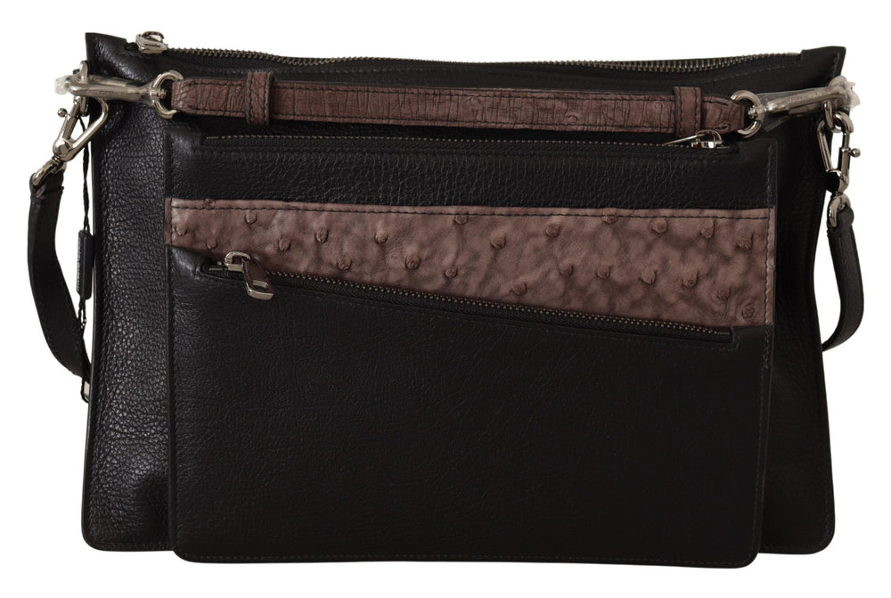 Black Exotic Leather Shoulder Sling Alta Sartoria Bag mens luxury fashion - Mens Edit