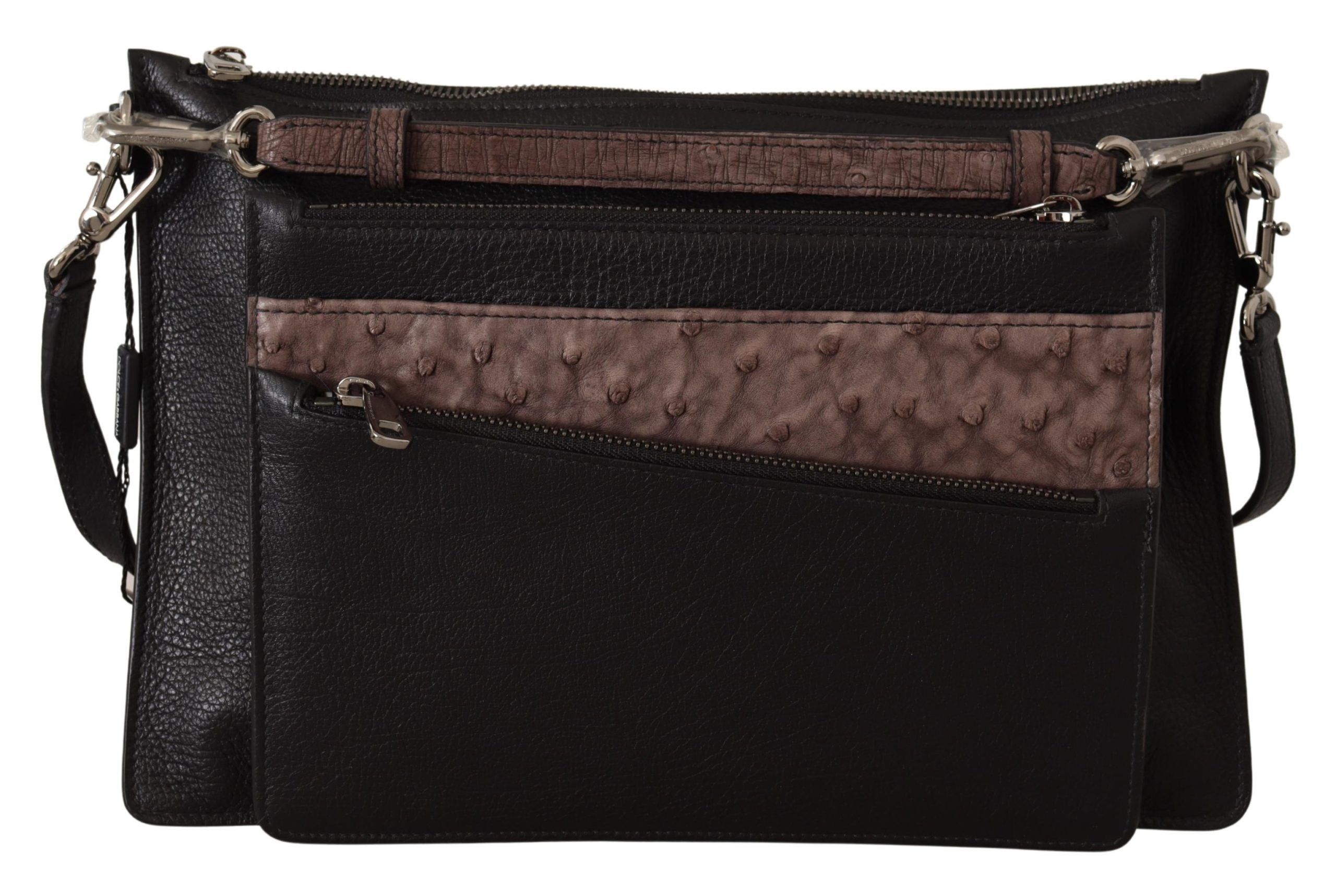 Black Exotic Leather Shoulder Sling Alta Sartoria Bag mens luxury fashion - Mens Edit