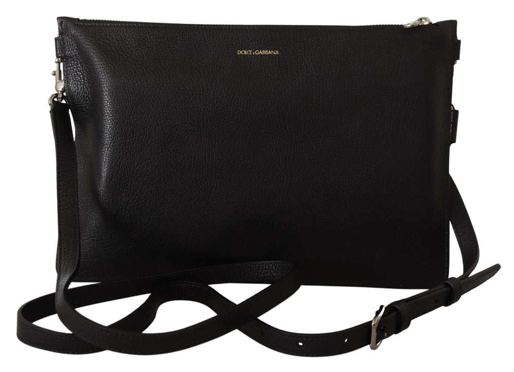 Dolce & Gabbana Alta Sartoria Exotic Leather Shoulder Sling Bag in Black
