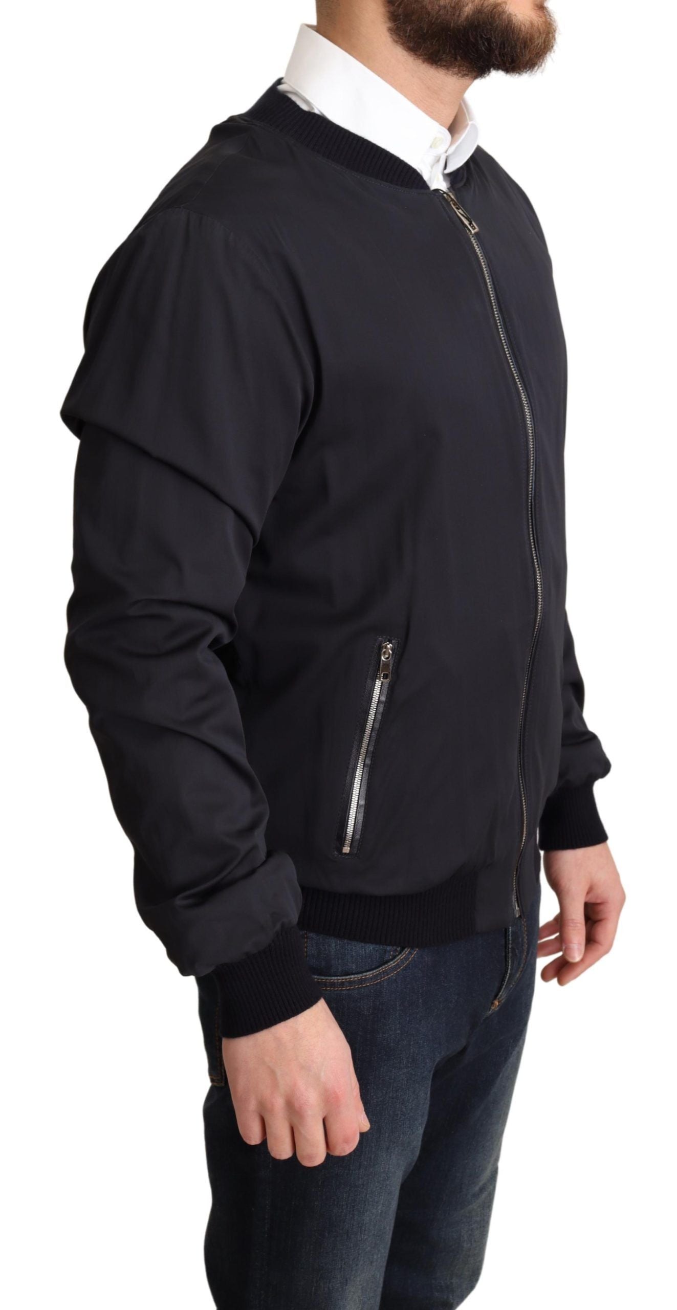 Dolce & Gabbana Bomber Jacket από μετάξι σε Σκούρο Μπλε