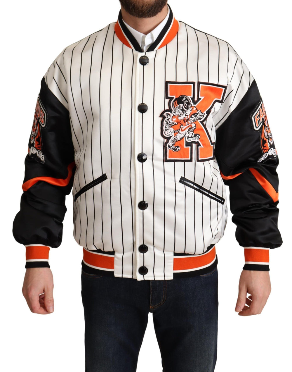 Dolce & Gabbana Multicolor Bomber Jacket in White