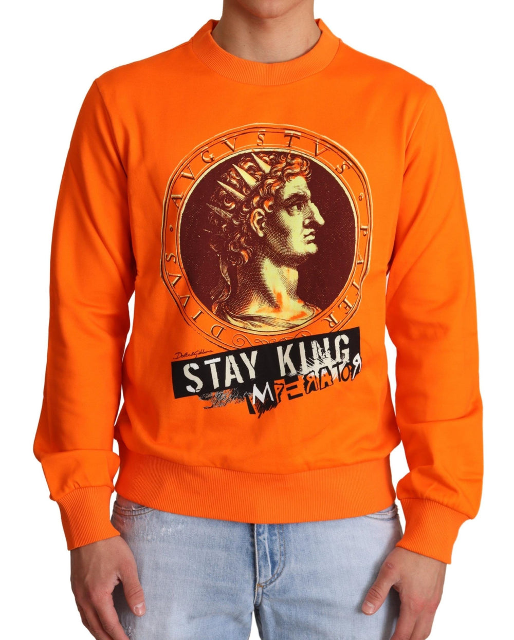 Dolce & Gabbana 100% Cotton Pullover Sweater in Orange