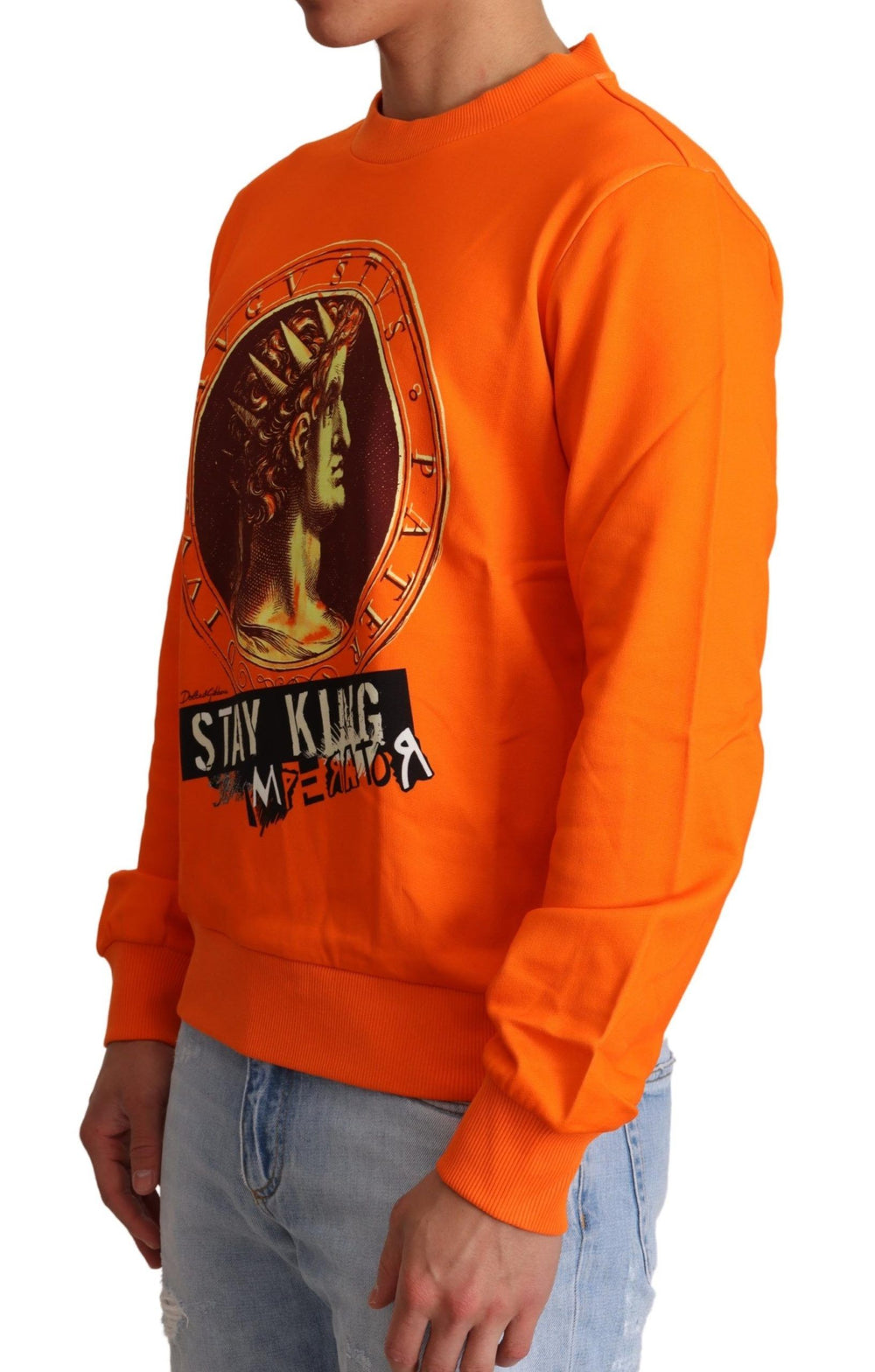 Dolce & Gabbana 100% Cotton Pullover Sweater in Orange