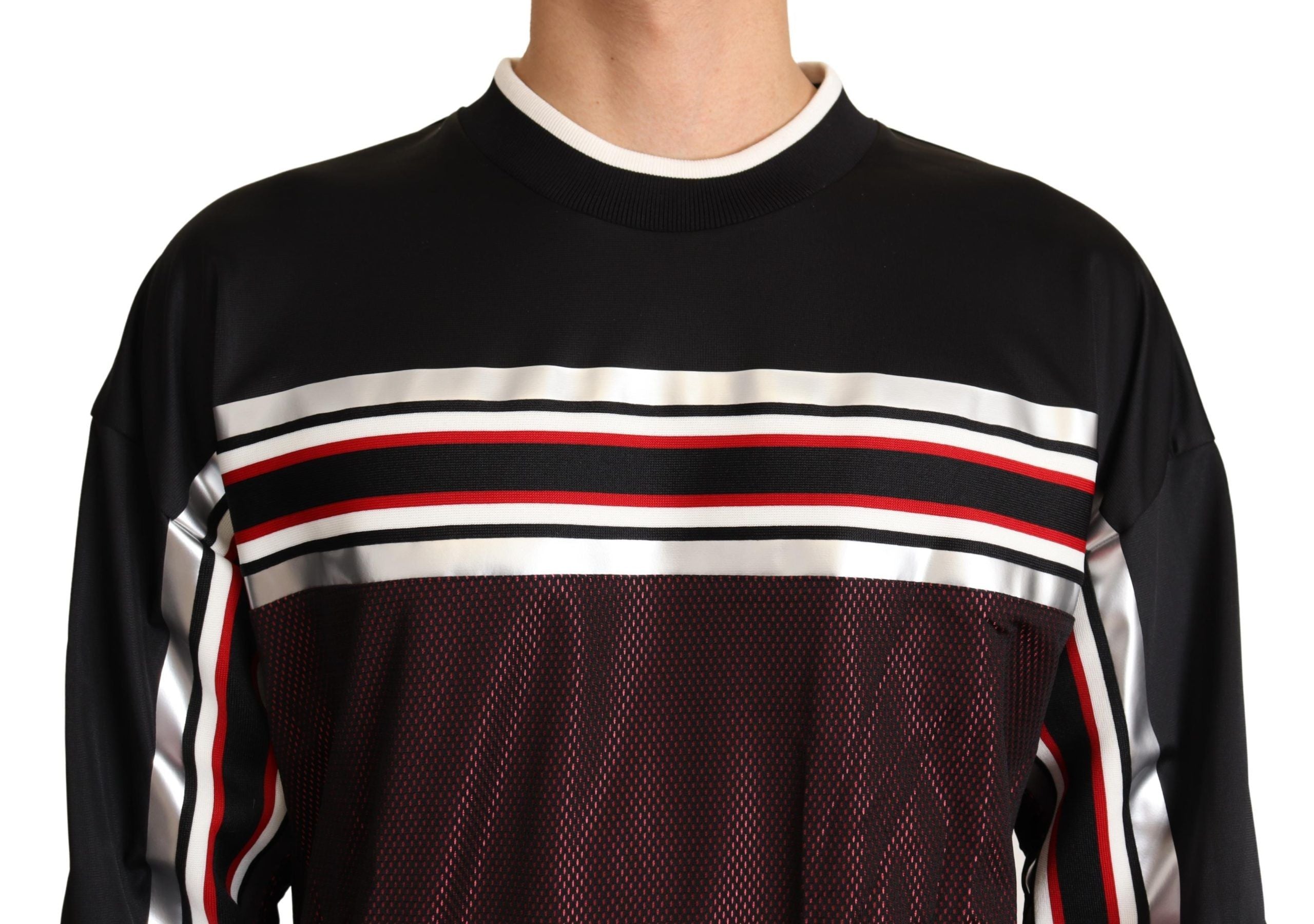 Dolce & Gabbana Πλεκτό Sport Pullover Crewneck σε Μαύρο και Κόκκινο
