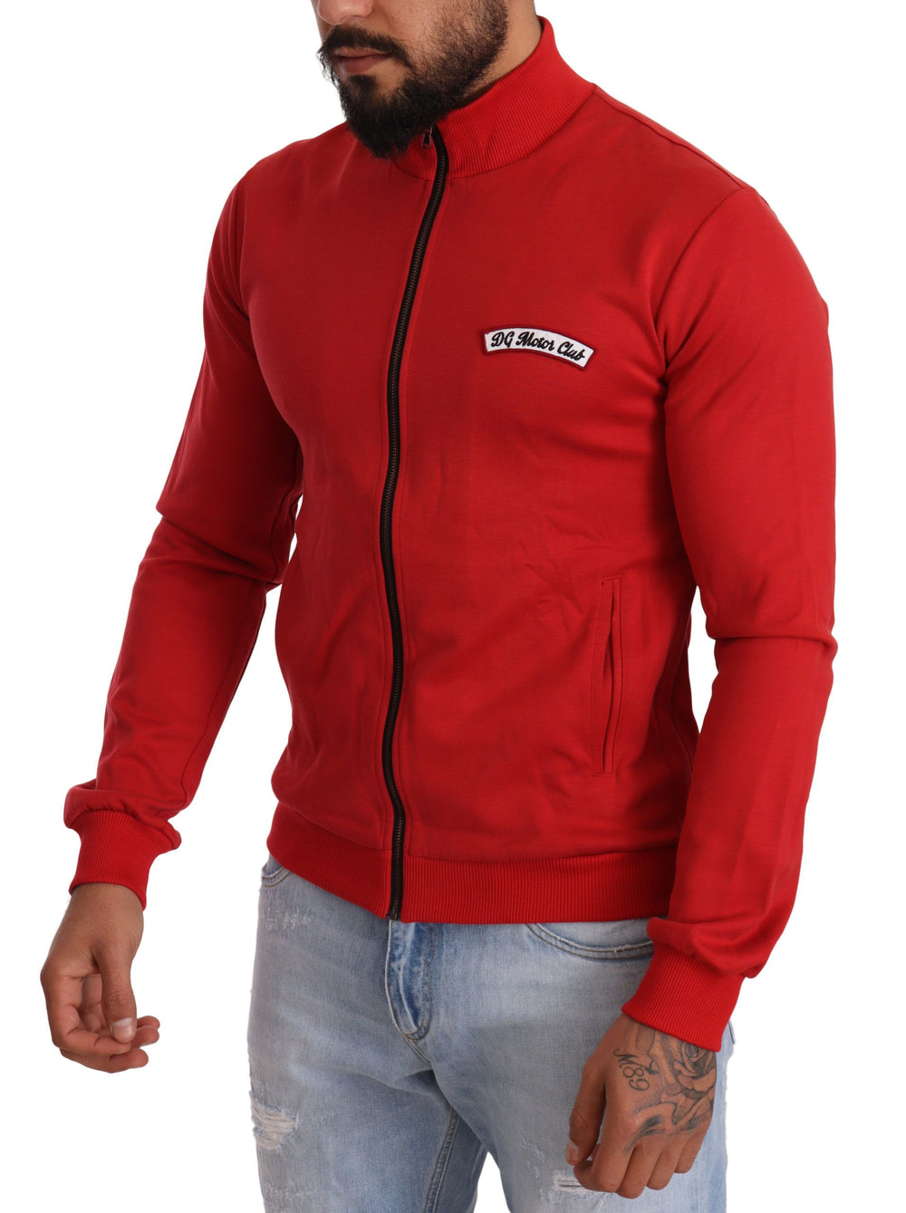Dolce & Gabbana Cotton-Blend Full-Zip Sweater in Red