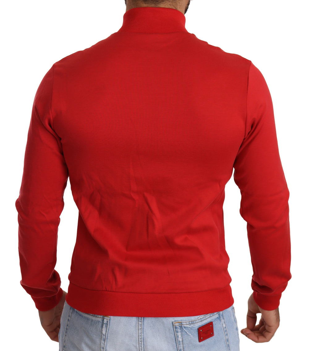 Dolce & Gabbana Cotton-Blend Full-Zip Sweater in Red