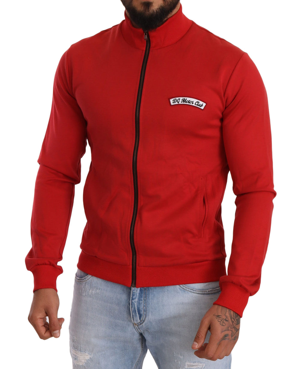 Dolce & Gabbana Cotton-Blend Full-Zip Sweater in Red