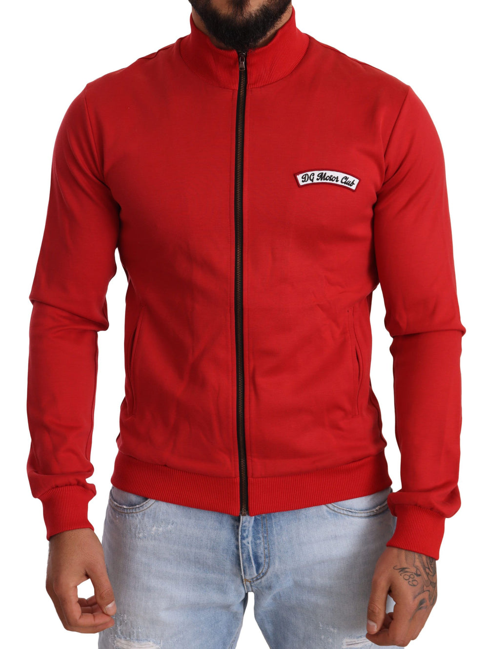 Dolce & Gabbana Cotton-Blend Full-Zip Sweater in Red