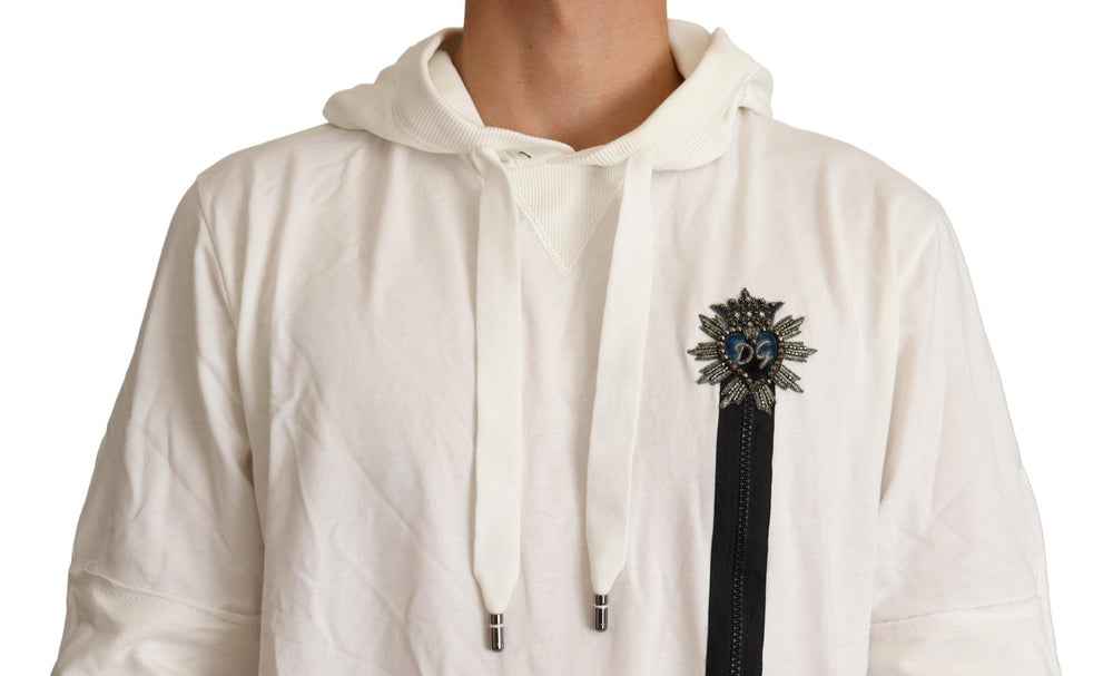 Dolce & Gabbana 100% Cotton Hooded Sweater in Off-White