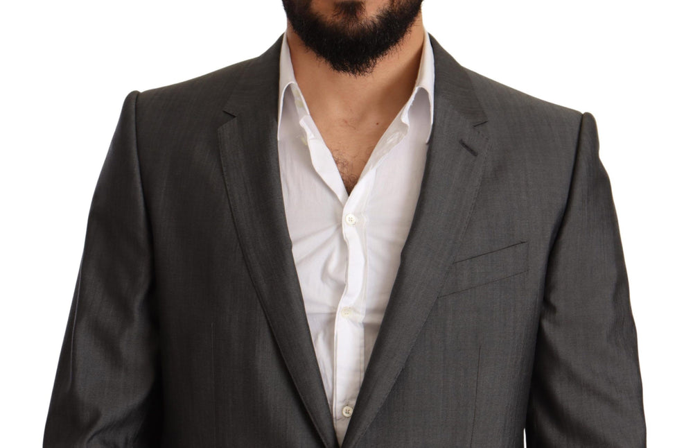 Dolce & Gabbana Martini Slim Fit Two-Piece Suit in Grey Metallic