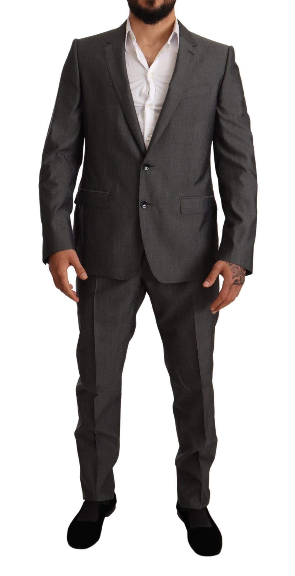 Dolce & Gabbana Martini Slim Fit Two-Piece Suit in Grey Metallic