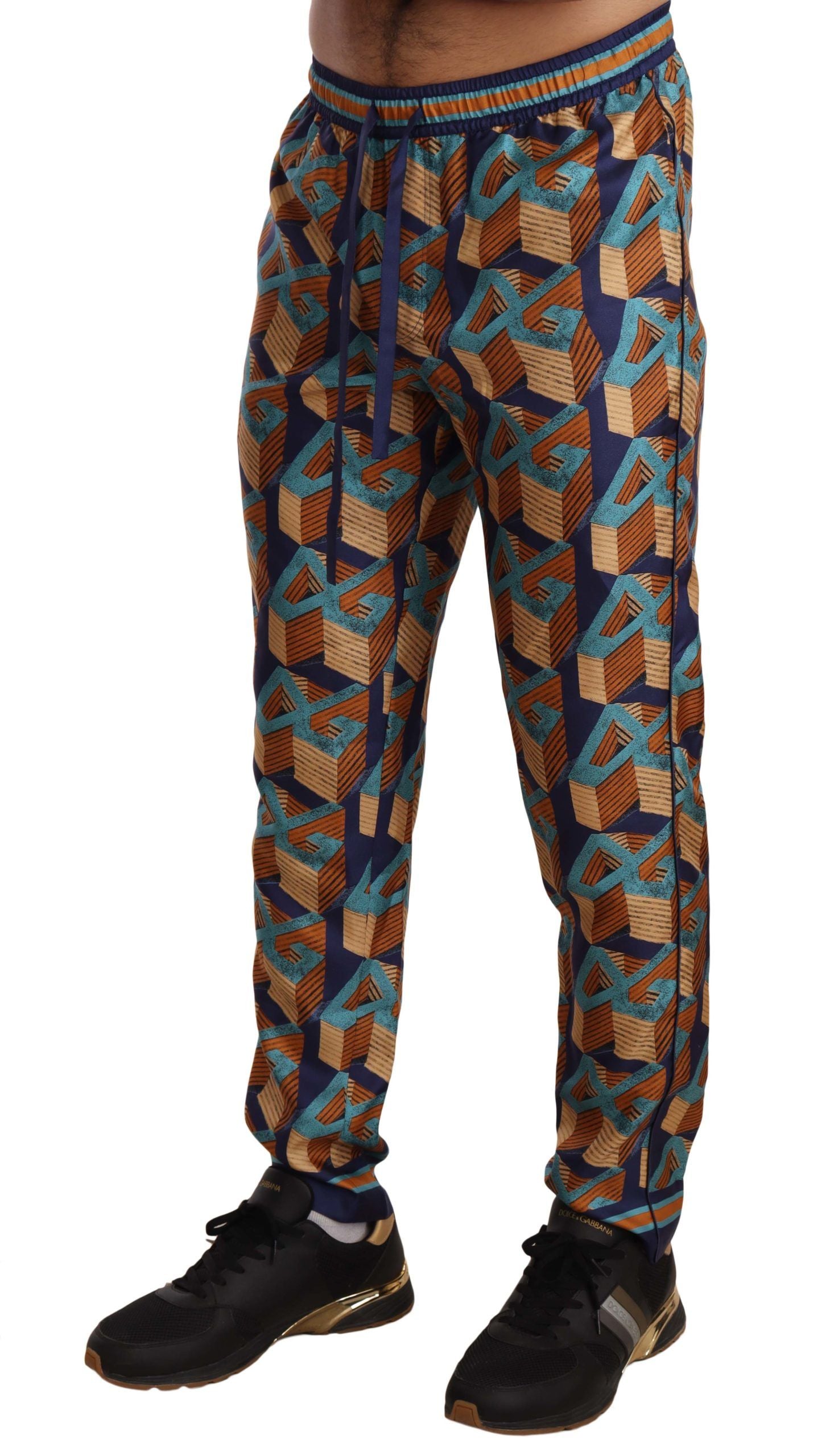 Multicolor Patterned Joggers Silk Pants mens luxury fashion - Mens Edit