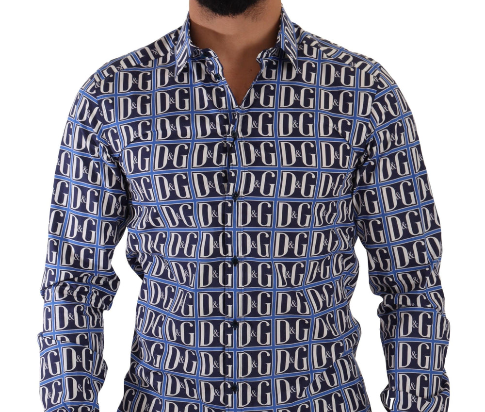 Dolce & Gabbana Slim Fit Cotton Shirt in Blue