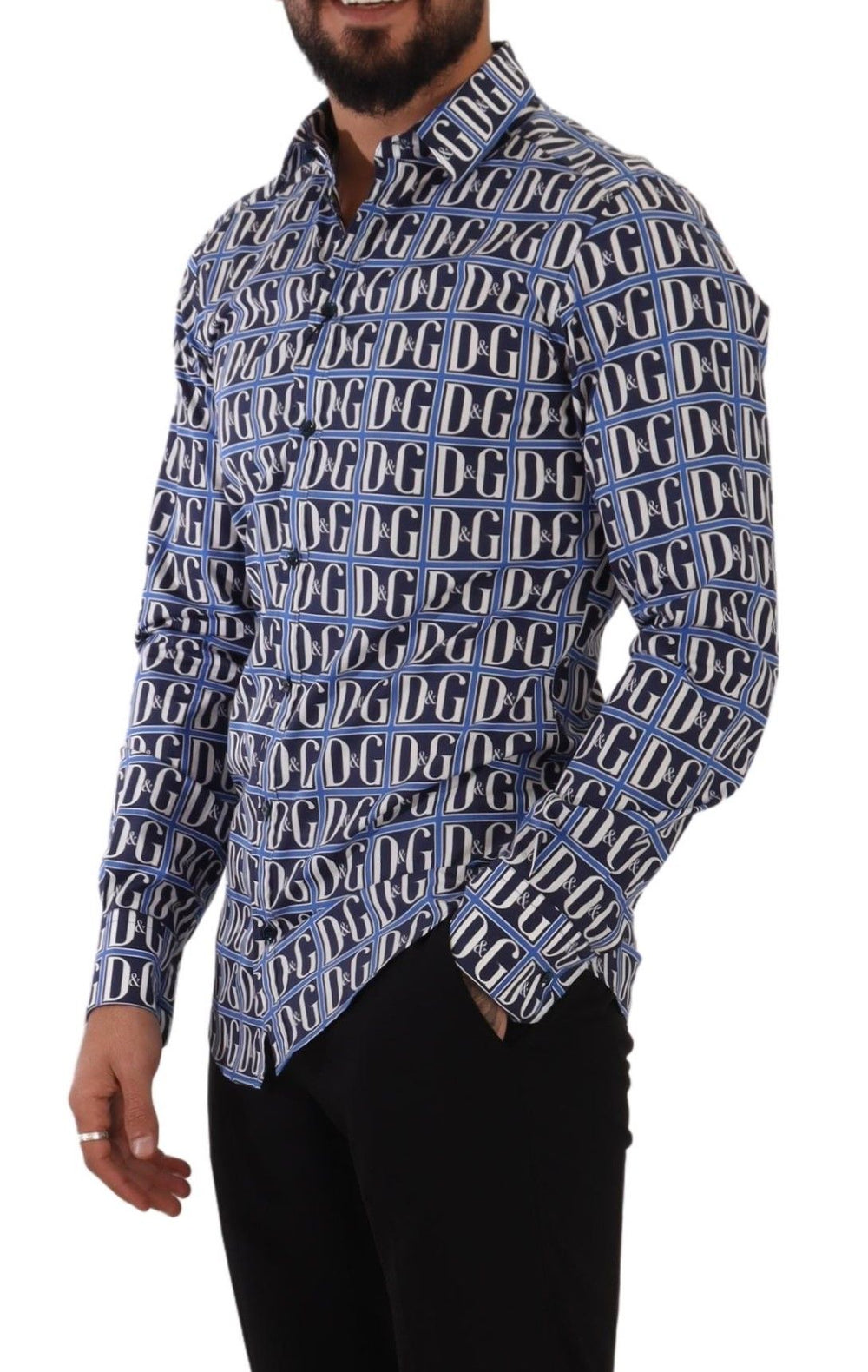 Dolce & Gabbana Slim Fit Cotton Shirt in Blue