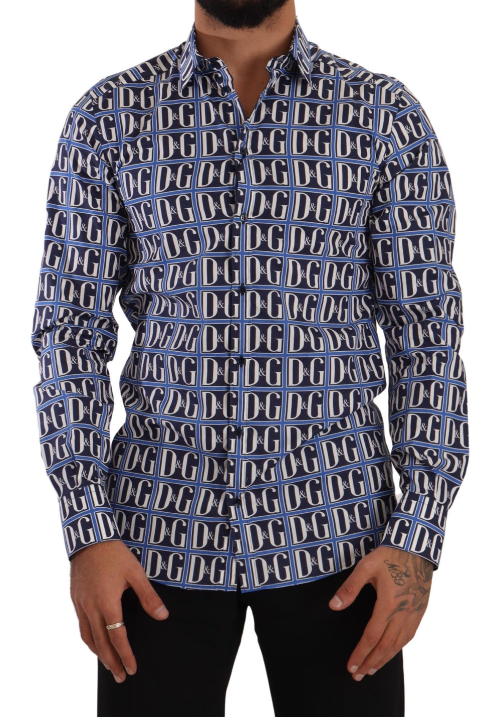Dolce & Gabbana Slim Fit Cotton Shirt in Blue